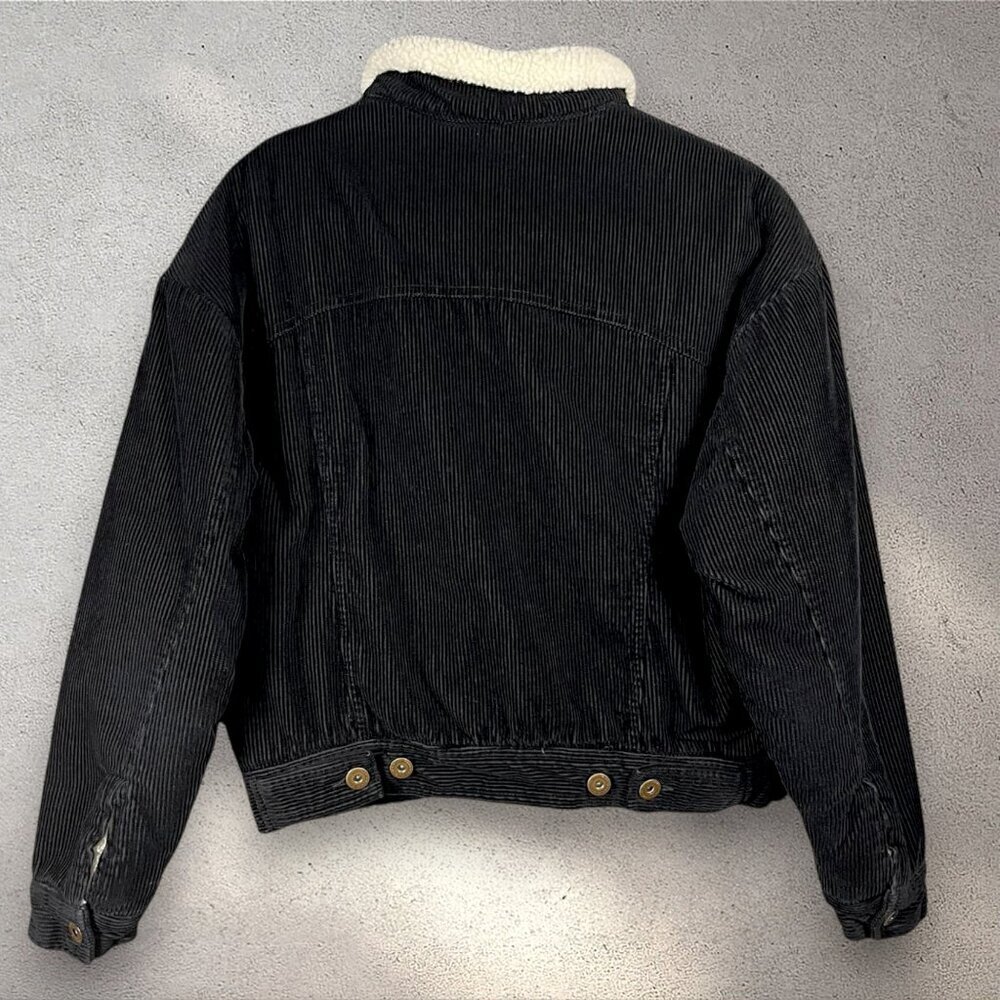 Cotton On Sherpa Lined Corduroy Jacket Size 6 Black Button Front Outerwear - Picture 2 of 10